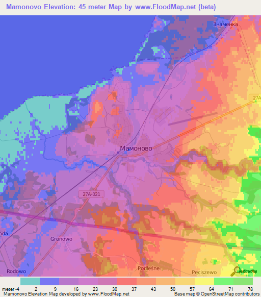 Mamonovo,Russia Elevation Map