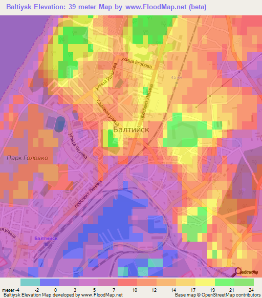 Baltiysk,Russia Elevation Map