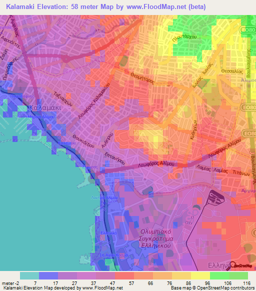 Elevation of Kalamaki,Greece Elevation Map, Topography, Contour