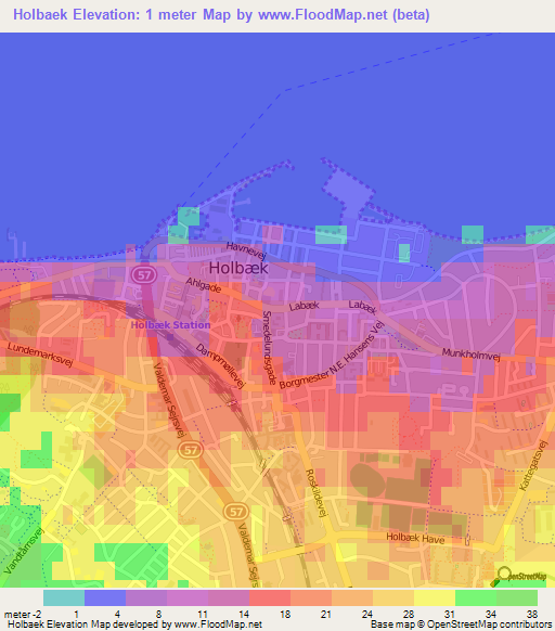 Holbaek,Denmark Elevation Map