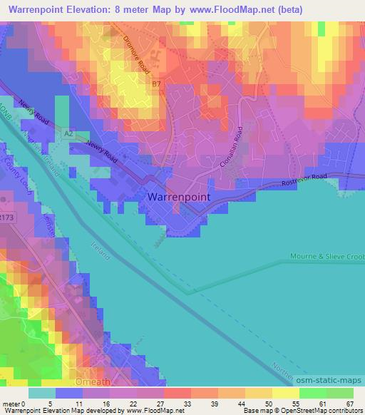 Warrenpoint,UK Elevation Map