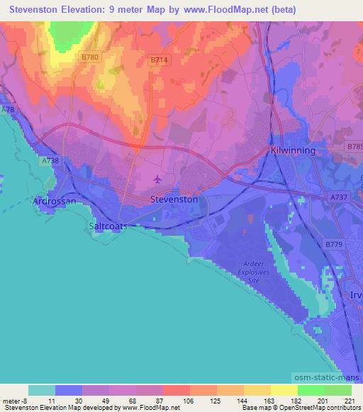 Stevenston,UK Elevation Map