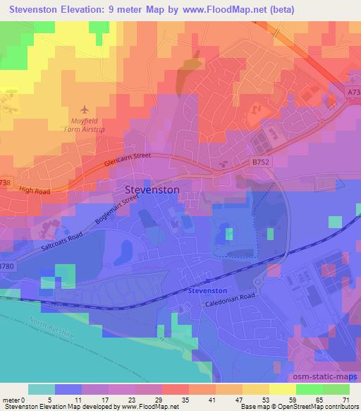 Stevenston,UK Elevation Map