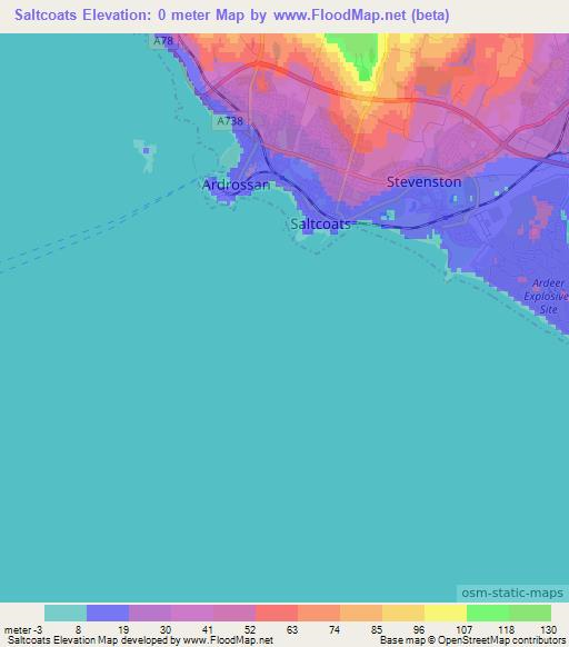 Saltcoats,UK Elevation Map