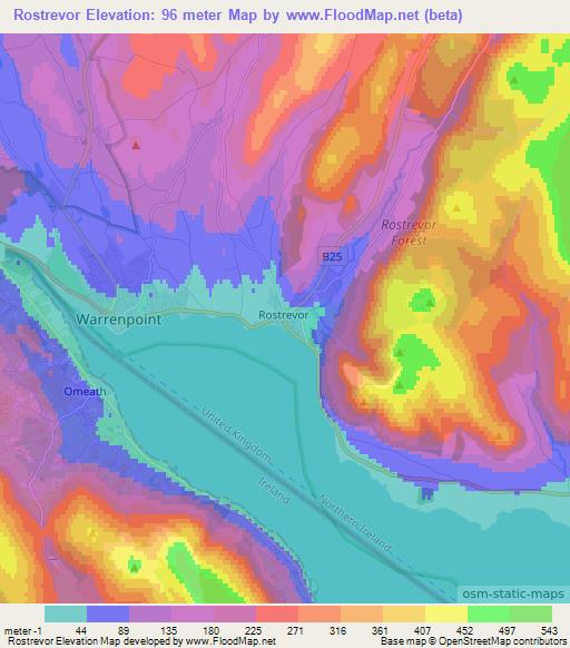 Rostrevor,UK Elevation Map