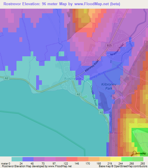 Rostrevor,UK Elevation Map