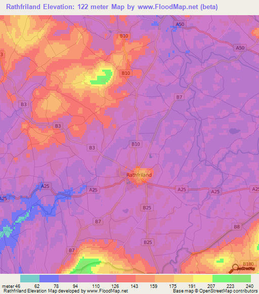 Rathfriland,UK Elevation Map