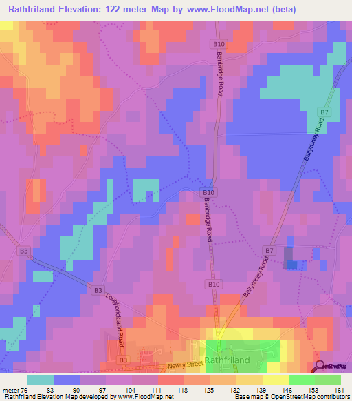 Rathfriland,UK Elevation Map