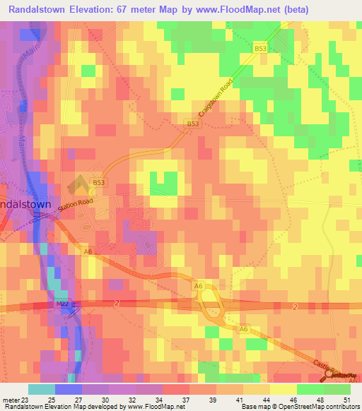 Randalstown,UK Elevation Map