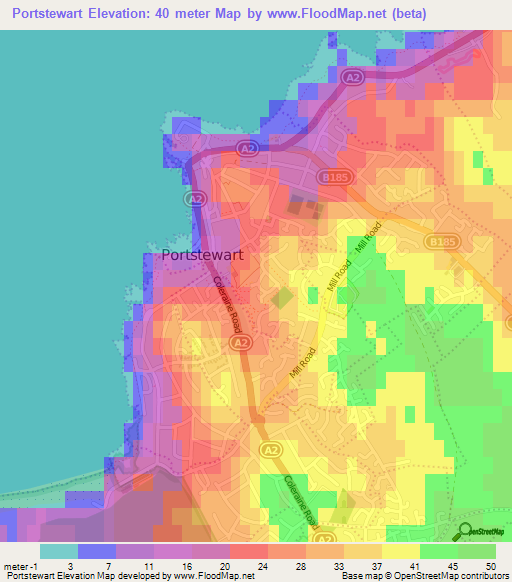 Elevation of Portstewart,UK Elevation Map, Topography, Contour