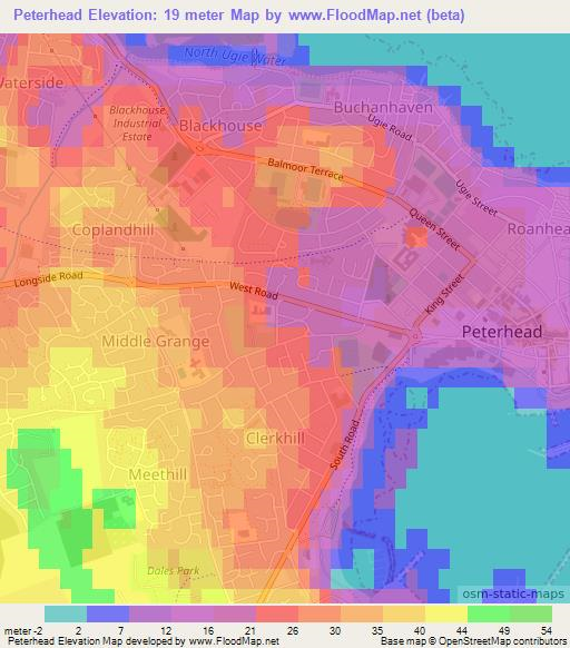 Elevation of Peterhead,UK Elevation Map, Topography, Contour