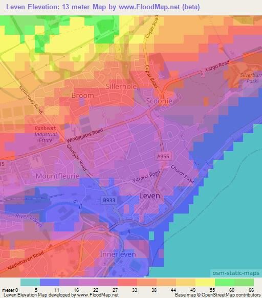 Leven,UK Elevation Map