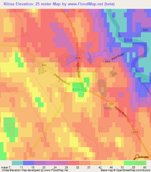 Kilrea,UK Elevation Map