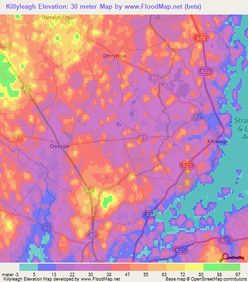 Elevation of Killyleagh,UK Elevation Map, Topography, Contour