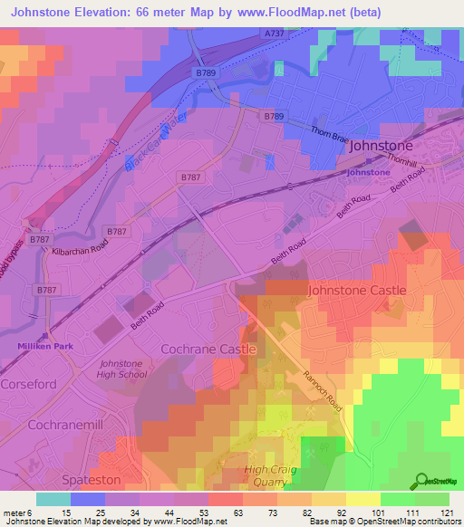 Johnstone,UK Elevation Map