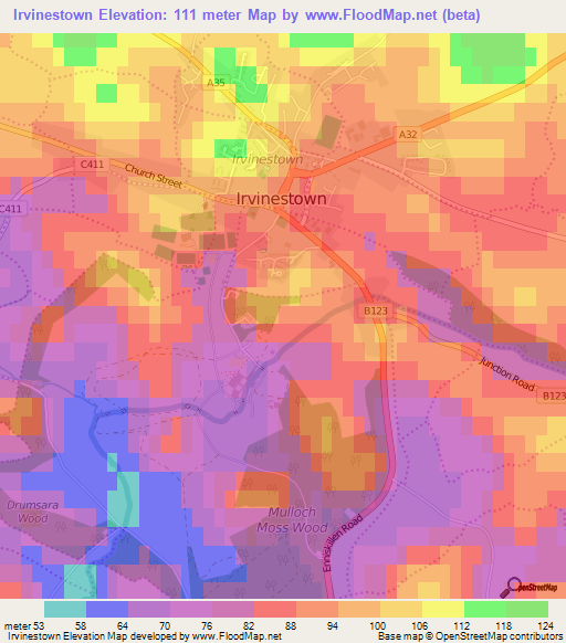 Irvinestown,UK Elevation Map