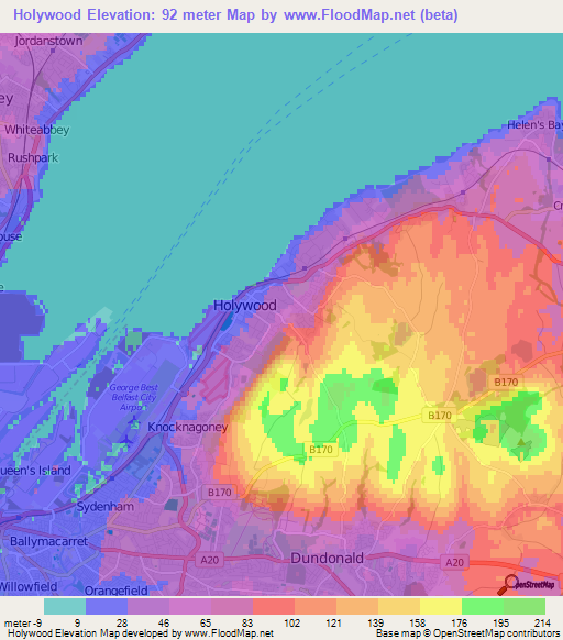 Holywood,UK Elevation Map