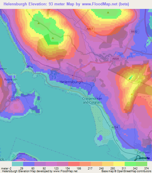 Helensburgh,UK Elevation Map