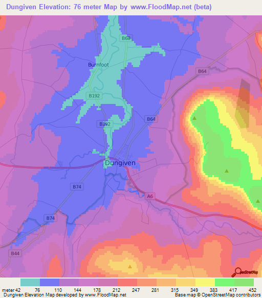 Dungiven,UK Elevation Map