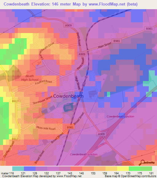 Cowdenbeath,UK Elevation Map