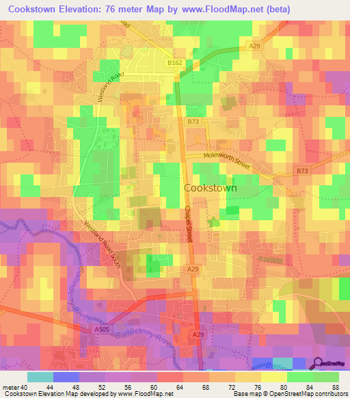 Cookstown,UK Elevation Map