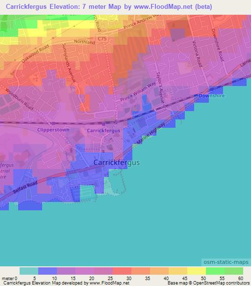 Carrickfergus,UK Elevation Map