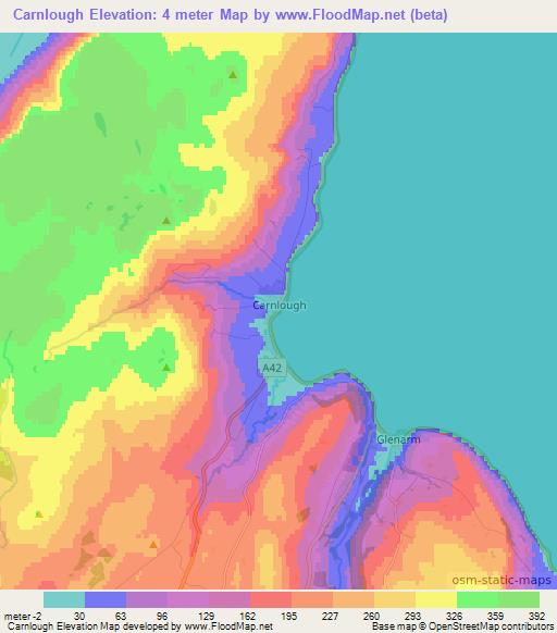 Carnlough,UK Elevation Map