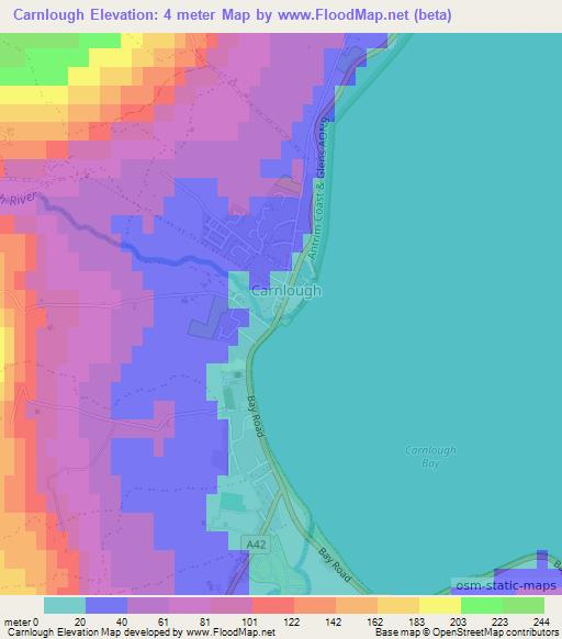 Carnlough,UK Elevation Map