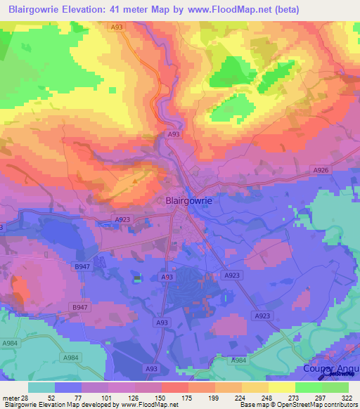 Blairgowrie,UK Elevation Map