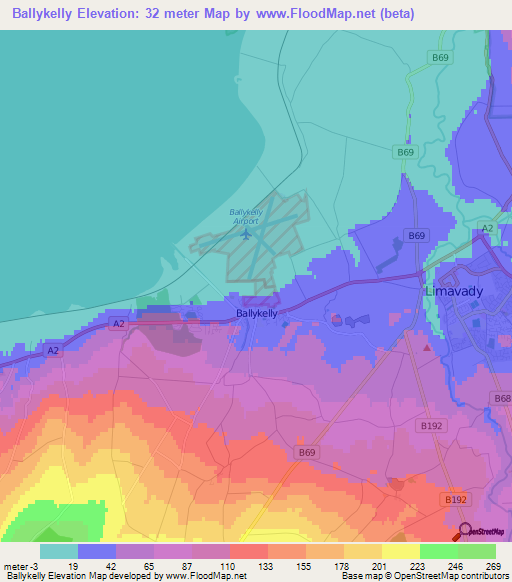 Ballykelly,UK Elevation Map