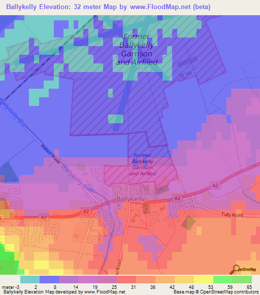 Ballykelly,UK Elevation Map