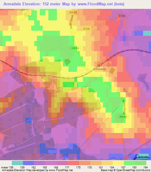 Armadale,UK Elevation Map