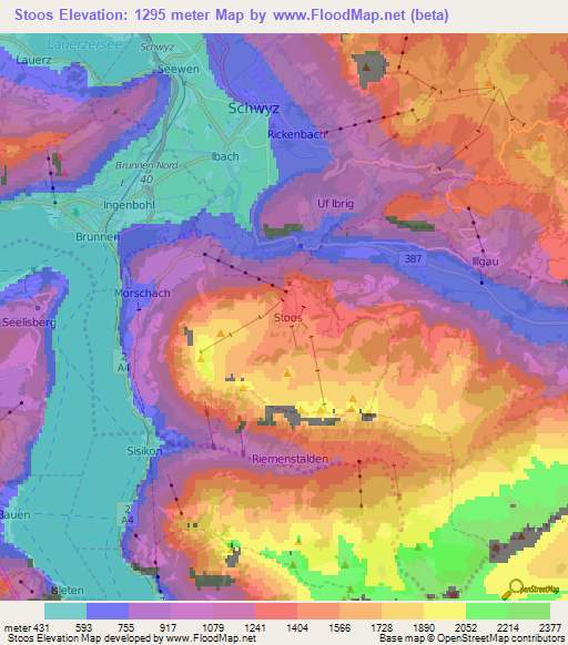 Stoos,Switzerland Elevation Map