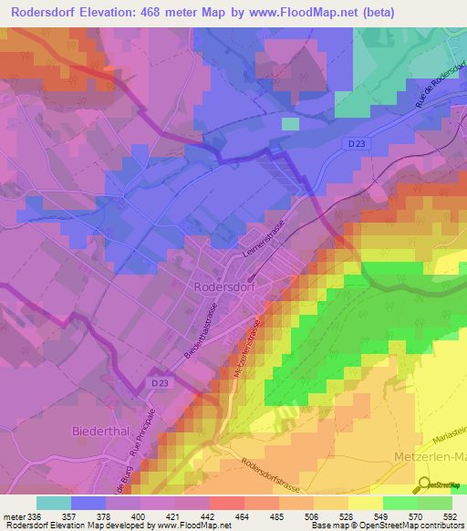 Rodersdorf,Switzerland Elevation Map