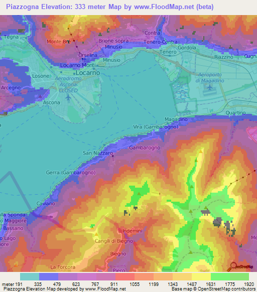 Piazzogna,Switzerland Elevation Map