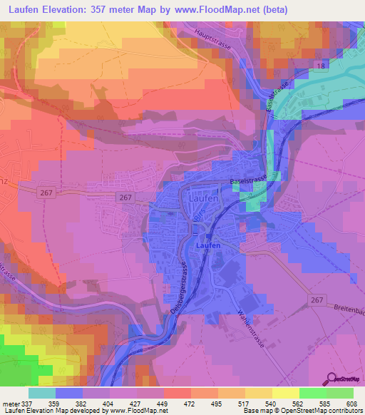 Laufen,Switzerland Elevation Map