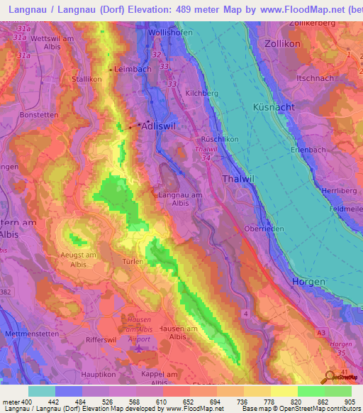 Langnau / Langnau (Dorf),Switzerland Elevation Map