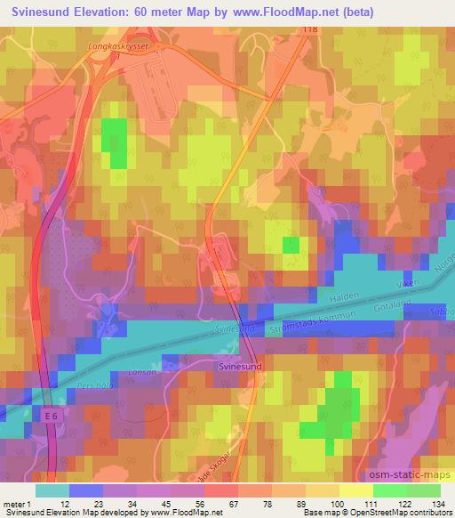 Svinesund,Norway Elevation Map