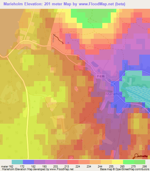 Marieholm,Sweden Elevation Map