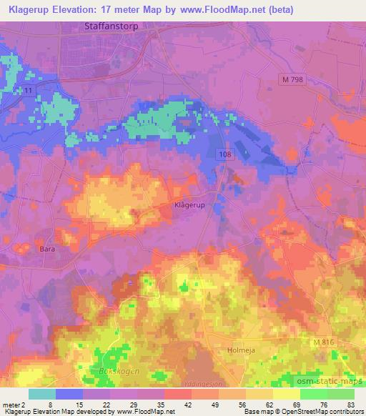 Elevation Of Klagerup,sweden Elevation Map, Topography, Contour
