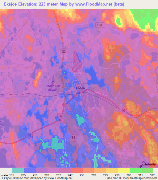 Eksjoe,Sweden Elevation Map