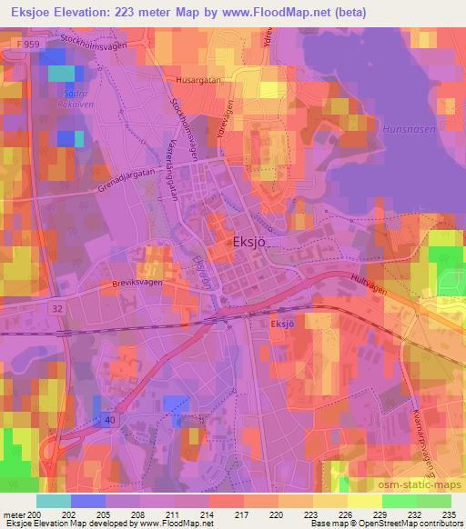 Eksjoe,Sweden Elevation Map