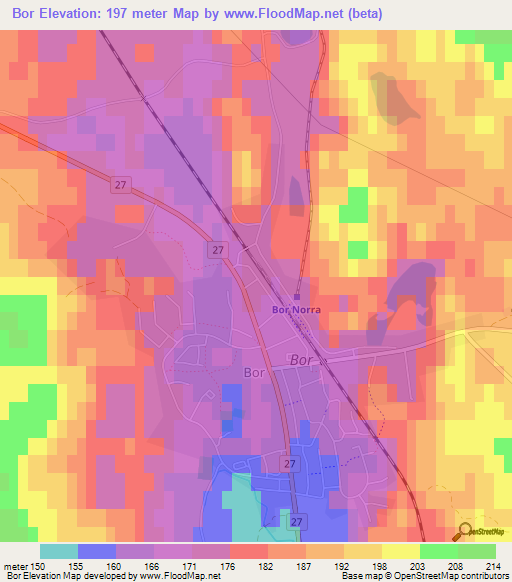 Bor,Sweden Elevation Map