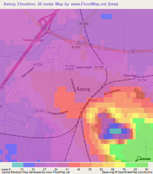 Astorp,Sweden Elevation Map