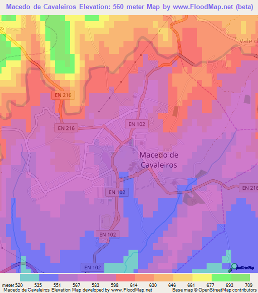 Macedo de Cavaleiros,Portugal Elevation Map