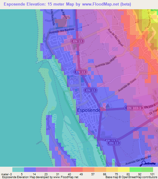 Esposende,Portugal Elevation Map