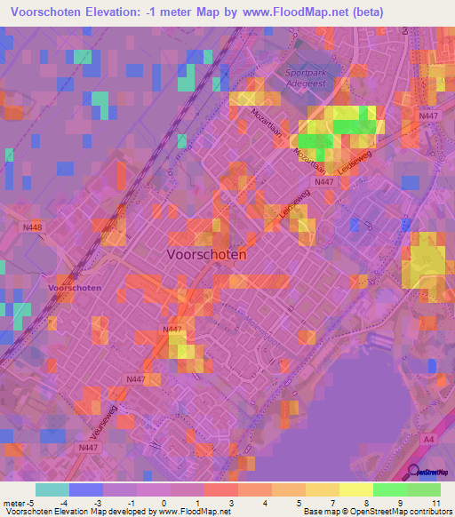 Voorschoten,Netherlands Elevation Map