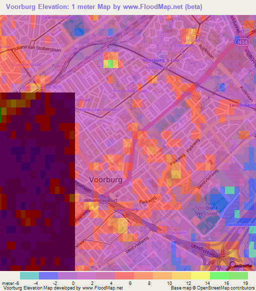 Voorburg,Netherlands Elevation Map