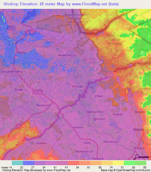 Vlodrop,Netherlands Elevation Map