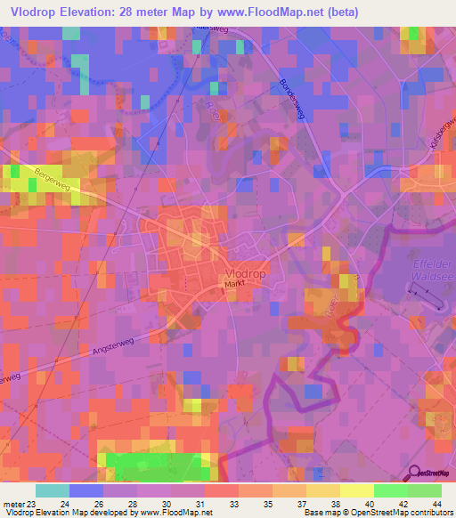 Vlodrop,Netherlands Elevation Map